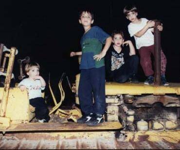 the boys on the old tractor
