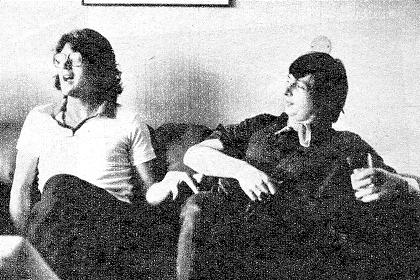 Larry Coryell and Philip Catherine in the backstages 1978