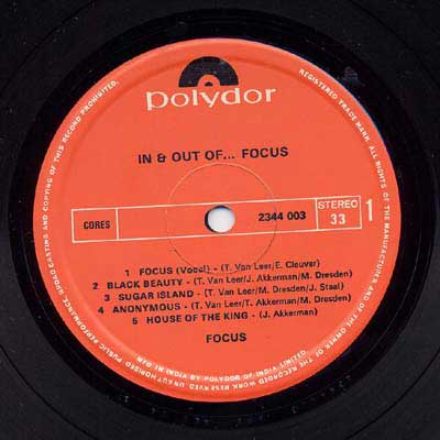 IN AND OUT OF FOCUS - INDIAN ISSUE - Label