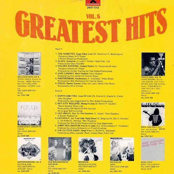 GREATEST HITS - Vol. 6 - Back cover