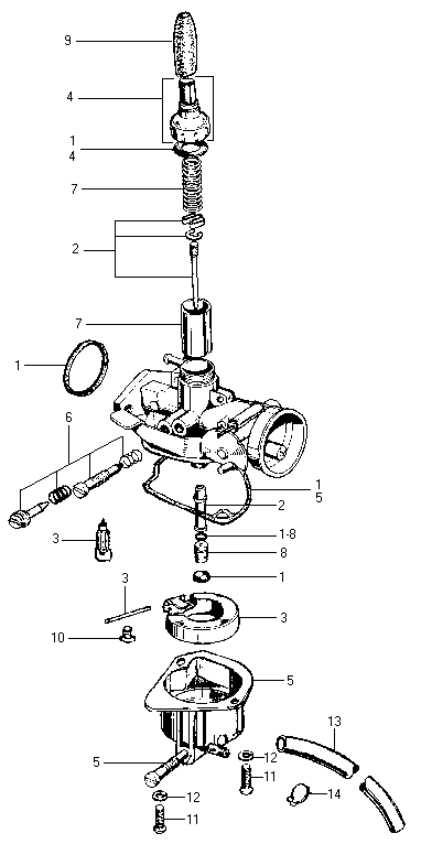 the different parts of the carburettor