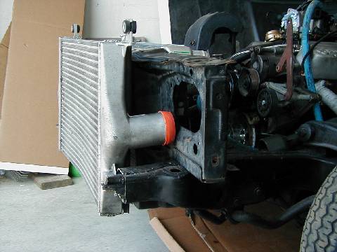 Intercooler mounted on car