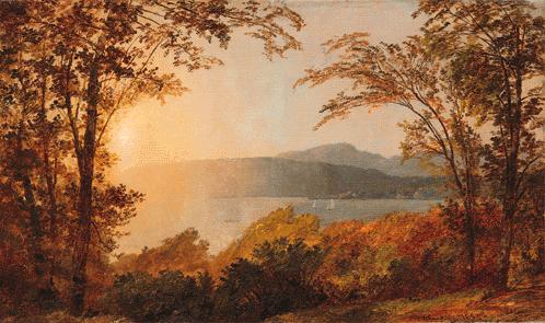 Jasper Francis Cropsey (1823-1900) "Sunset, Hudson River" 1897 BYU Museum of Art