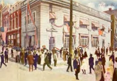 The Exchange Bank moved into 
one half of this building in 1908, the very same building, with a new facade