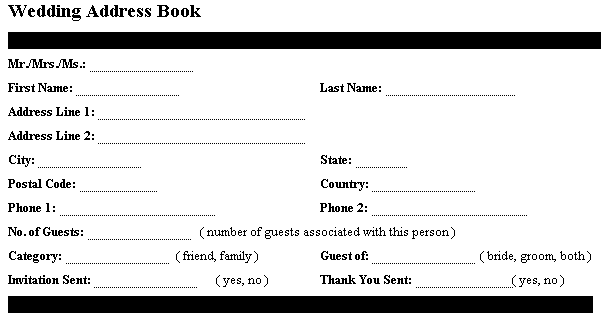 Wedding Database Template
