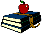 Clip Art of books strapped together with an apple on top