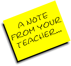 Clip Art of a piece of paper that says A NOTE FROM YOUR TEACHER