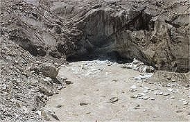 Bhagirathi river emerging from Gomukh - the snout of Gangotry Glacier