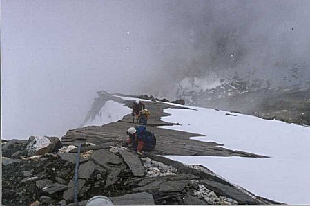 Climbing the summit ridge