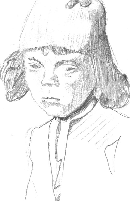 sketch of painting of boy