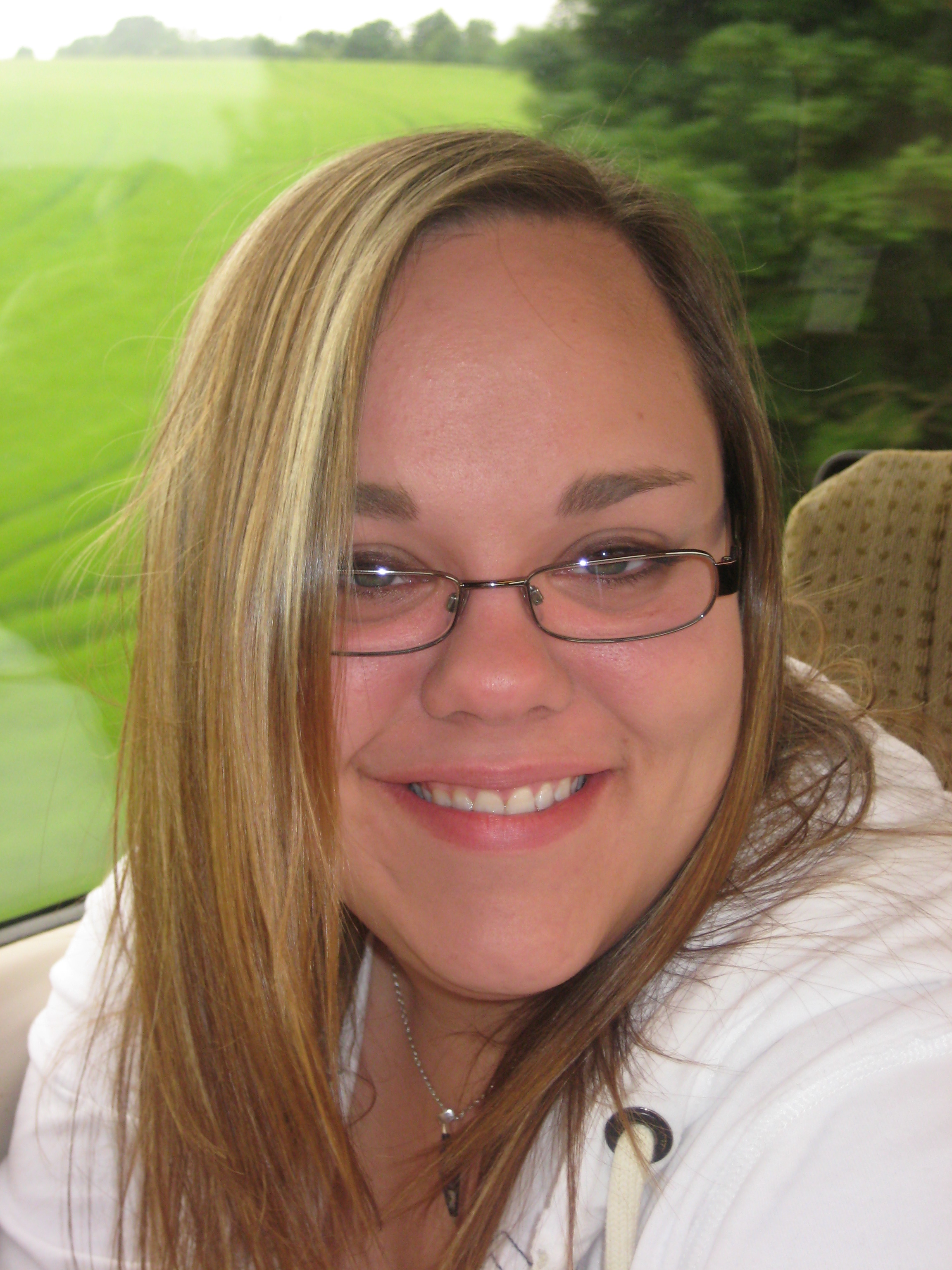 Michelle on the Edinburgh train