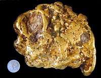 The "Maitland Bar" gold nugget compared to a 20 cent piece
