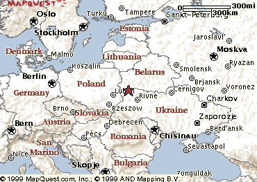 Map showing location of Kamen Kashirskiy in Europe