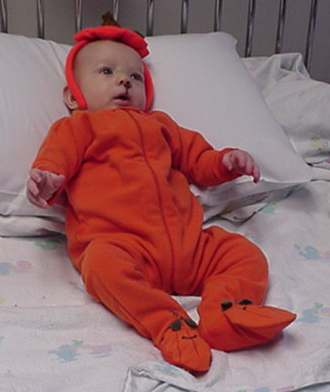 The stitches do not go with the pumpkin suit!