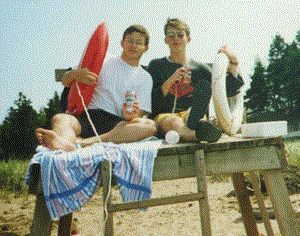 This is Mike Adsett and me lifeguarding on the north shore of Nova Scotia.