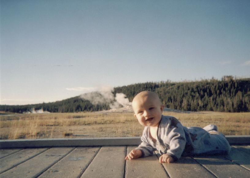 Liam likes to jump off the bench.