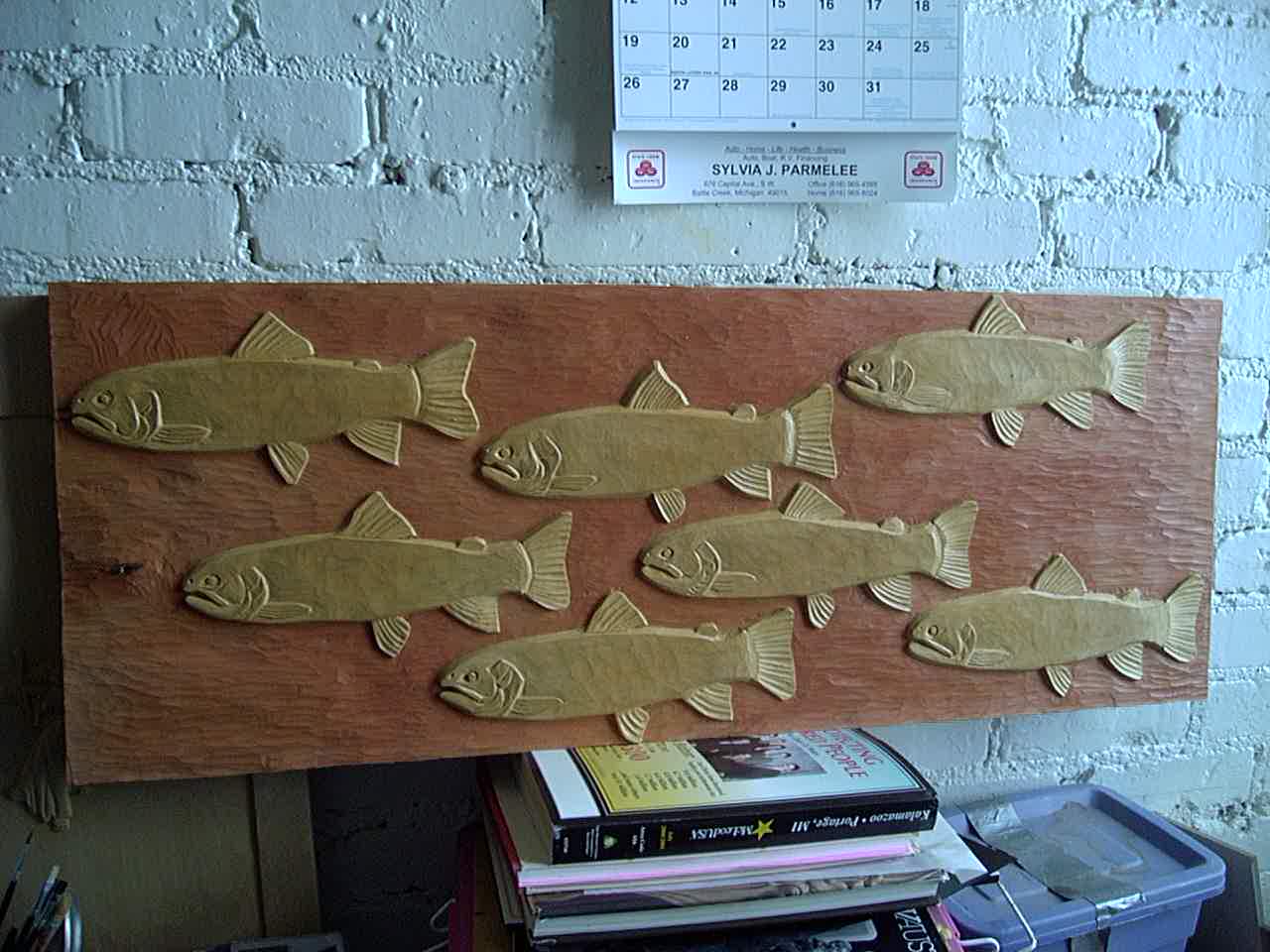 14 x 48 inch basswood, watercolors