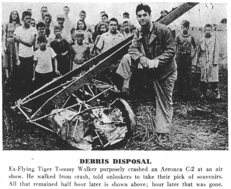 An Aeronca C series frame and hapless pilot...wonder how much he was paid to that!