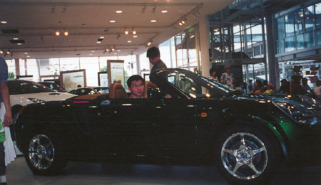 I'm not into cars so I can't tell you what kind this is, but I *can* tel you what colour it is.&nbsp; It is green.