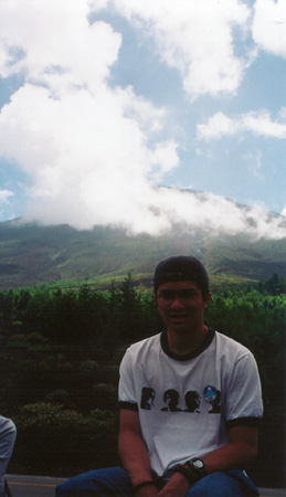 The dark blob in the foreground is me and the obscured blob in the background is Mt.Fuji.&nbsp; Great pic mom!