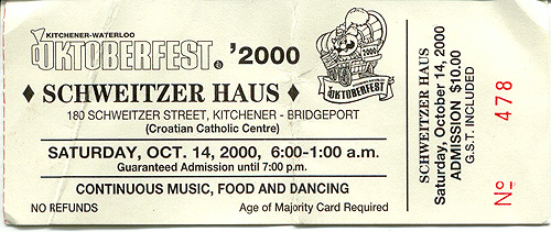 This is the ticket from the beer garden we went to over Oktoberfest.&nbsp; I stole the house bands Maracas.&nbsp; Minh 1, Croatian Church 0.