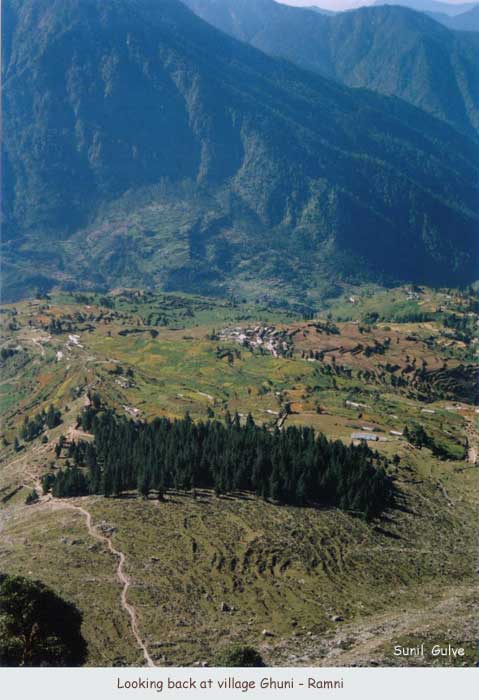 Looking back at village Ghuni - Ramni