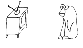 What's that on the television?...Looks like a penguin...