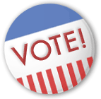campaign button that says VOTE