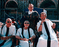 Love those Roman shades! Tomas Arana with John Shrapnel, Derek Jacobi, and David Scholfield