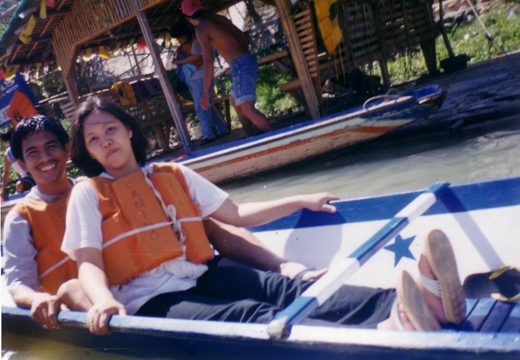 On board a native canoe to Pagsanjan Falls.
