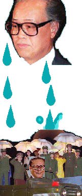 Rain like tears fall on Jiang's parade