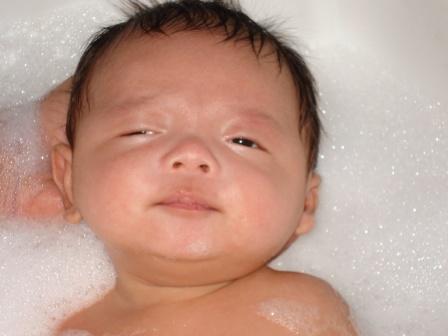 Nathaniel enjoying his bubble bath so much 