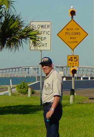 Carl and pelican sign