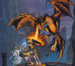 A Brave Party Fighting a Dragon