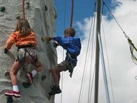 Cole made it to the top of the 2nd route on the wall.