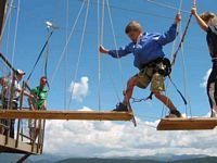 The swinging bridge presents a bit of a challenge!
