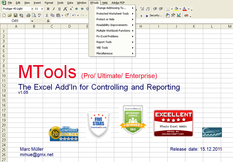 Windows 7 MTools Enterprise Excel Tools 1.12 full