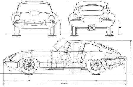 Jaguar E-Type coupe drawing