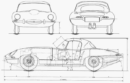 Jaguar E-Type roadster drawing