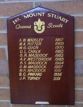 Queen's Scout Honour Board