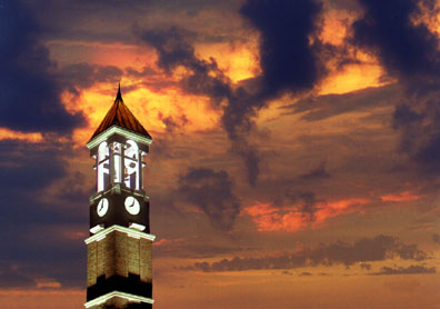 Purdue University Bell Tower at sunset