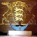 I am your leader!  You will bow down to me!!!!  Me sitting in the head government person's chair of Baden-Wuerttemberg, the state I stayed in when I was in Germany