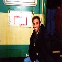 Me getting on the train in Poland