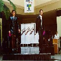 My modeling partner, Janice, and yours truly struttin' our stuff at the Hispanic Model Search.  I came in 3rd place in the Midwest region.  Work it!!!