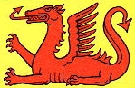 A red dragon, symbol of King Arthur. Public domain image from Wikimedia Commons