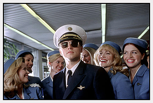 Frank (Leonardo DiCaprio) with a the aspiring flight attendants