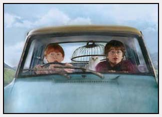 Ron (Rupert Grint) and Harry (Daniel Radcliffe) take to the air