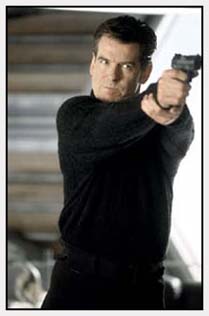 James Bond (Pierce Bosnan) takes aim