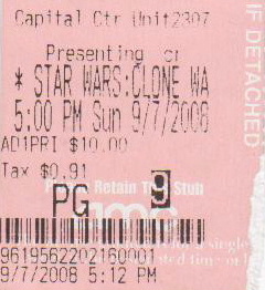 Stub from Magic Johnson Theater for Star Wars--the Clone Wars