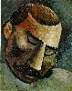 T�te d'homme. Paris. Spring/1908. 15.5 x 18 cm. Gouache on wood. Mus�e Picasso, Paris. 